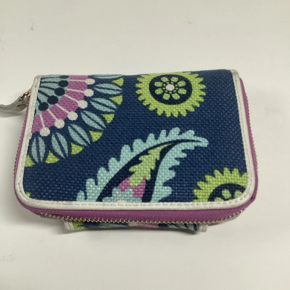 Spartina 449 Daufuskie Island 钱包亚麻皮革拉链圆形卡扣佩斯利印花 — 第 2/4 张图片