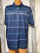 PGA Tour Pro Series Golf Polo Shirt XL Blue stripe Athletic Fit Performance