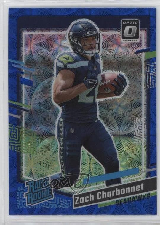 2023 Donruss Rated Rookie Optic Preview Blue Scope Prizm Zach Charbonnet 16wc