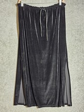 Vintage Worthington Velvet Maxi Skirt Womens Size 2X Black Drawstring Whimsigoth