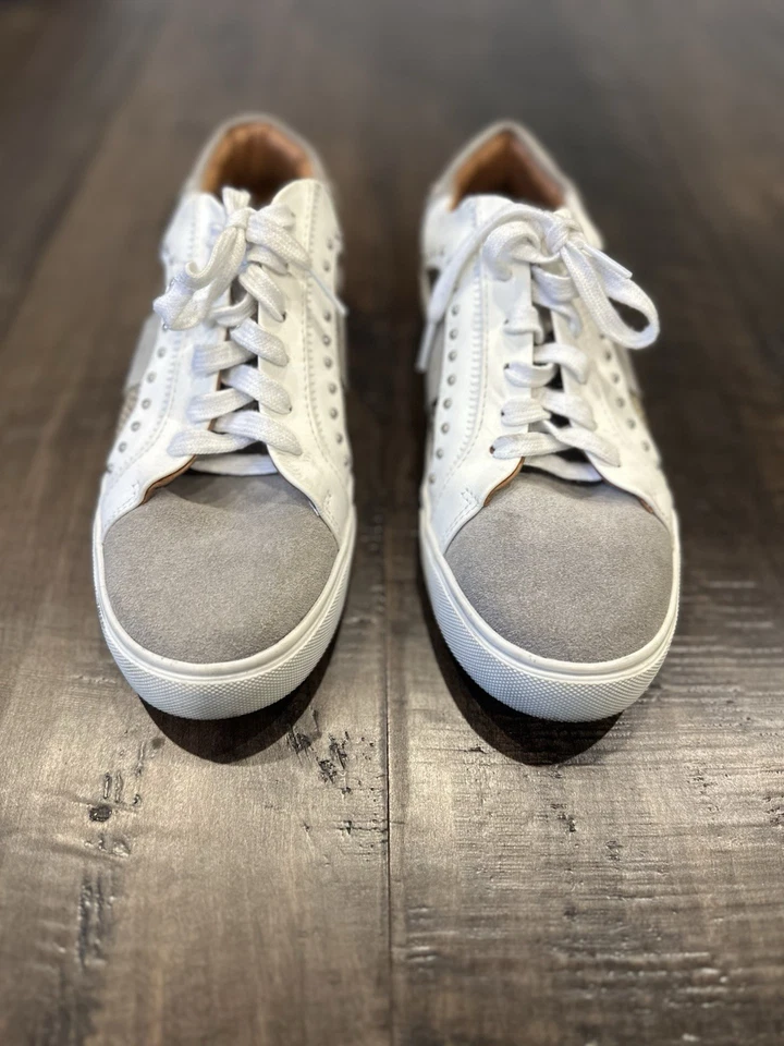 Steve Madden Annita Sneaker Leather Reptile Snakeskin Studs 8 Tennis Shoe - Image 2 of 4