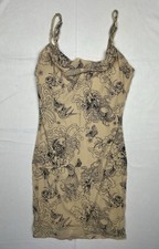 Forever 21 Bodycon Sheer Mesh Mini Slip Dress Small Tattoo Floral Y2K