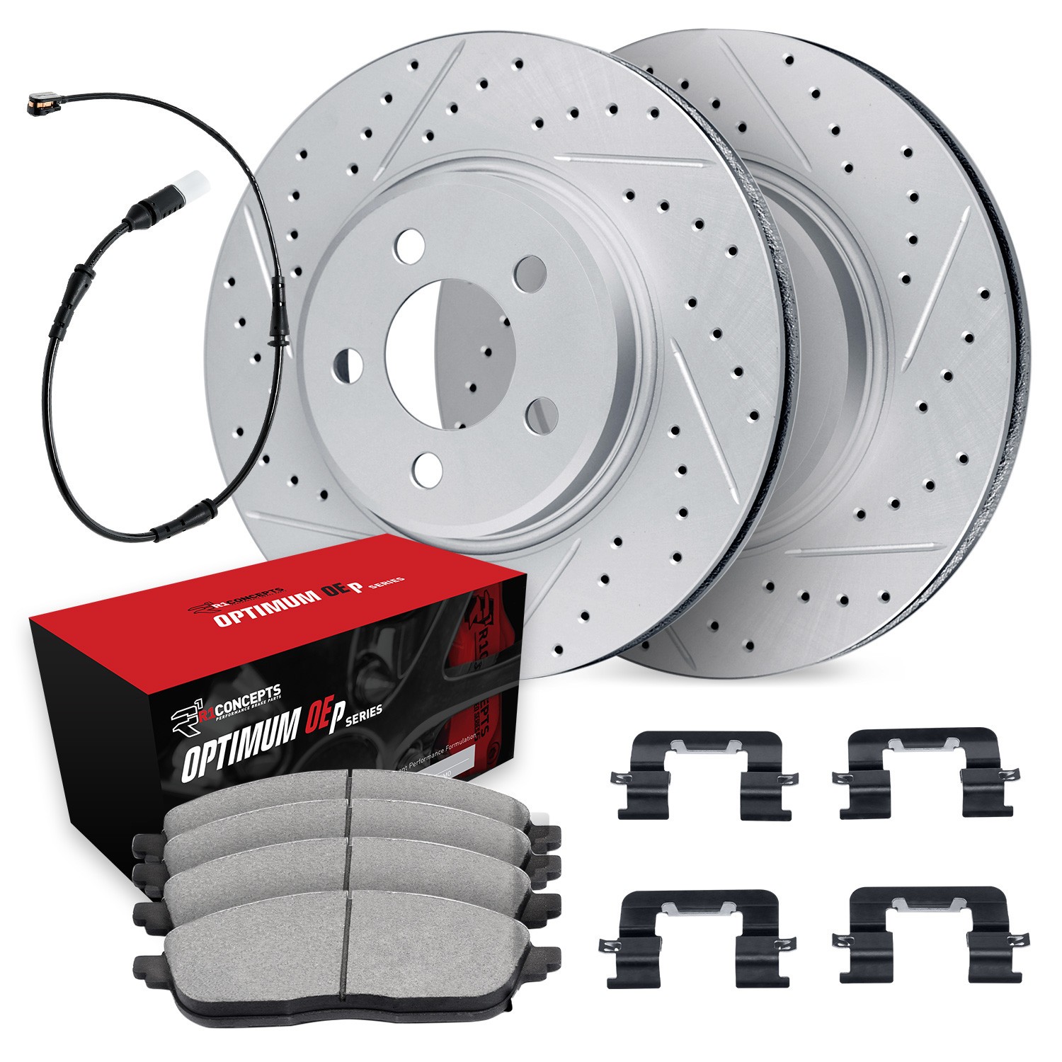 For Bentley Continental 04-18 Drilled & Slotted Rear Brake Kit w Optimum Pads