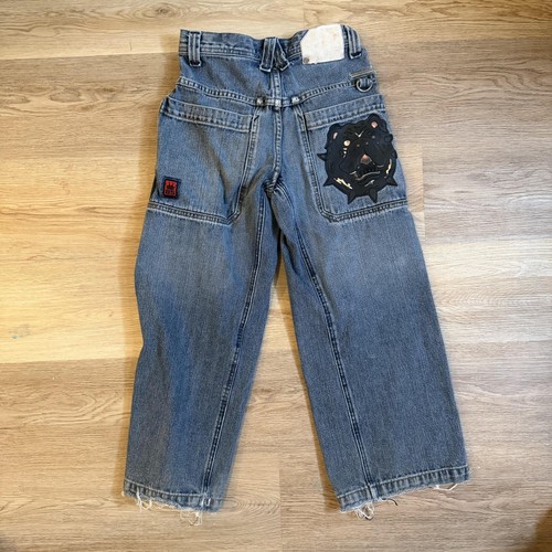 VTG JNCO 85 Jeans Youth Boys 10 Blue Med Wash Wide Leg Dog Patch Baggy Fits