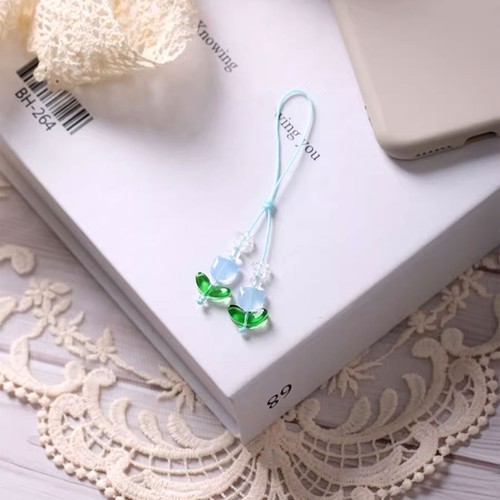 Flower Theme Key Chain Tulips Keyrings Elegant Phone Pendant for Women Girls - Picture 6 of 8