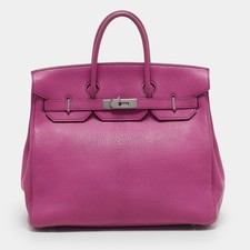 Borsa Hermes Fucsia Chevre in pelle finitura palladio HAC Birkin 32