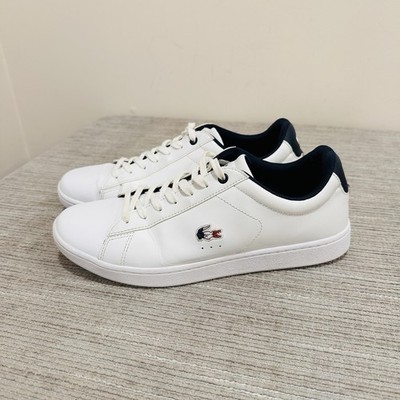 Lacoste Women's Carnaby Evo Tricolor Leather Sneakers White/Navy/Red Size 9