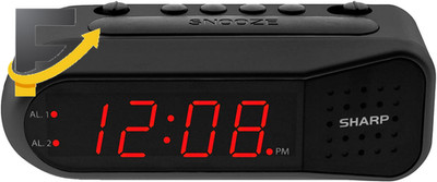 Digital Alarm Clock Black Case with Red Leds Ascending Alarm Grows Increasing