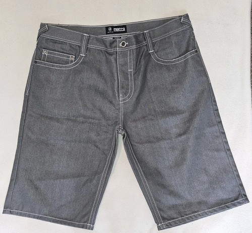 Mecca Jean Shorts 42/14 Loose Baggy Fit Y2K Wide Leg Skater Gray Denim