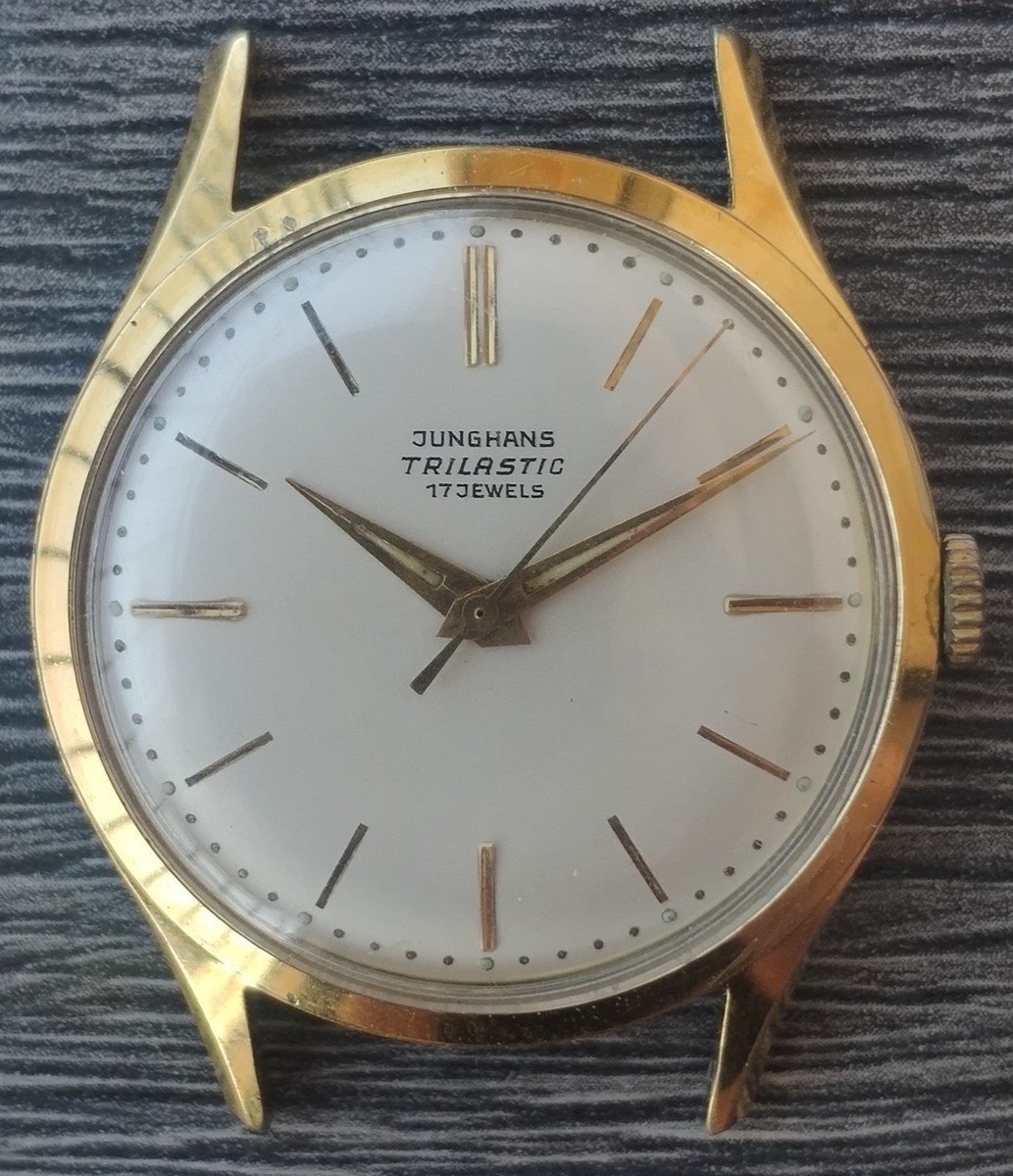 Vintage men's german Junghans Trilastic Max Bill type dial watch