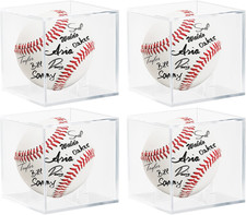Baseball Display Case 4 Pack UV Protected Acrylic Square Baseball Holder Clear