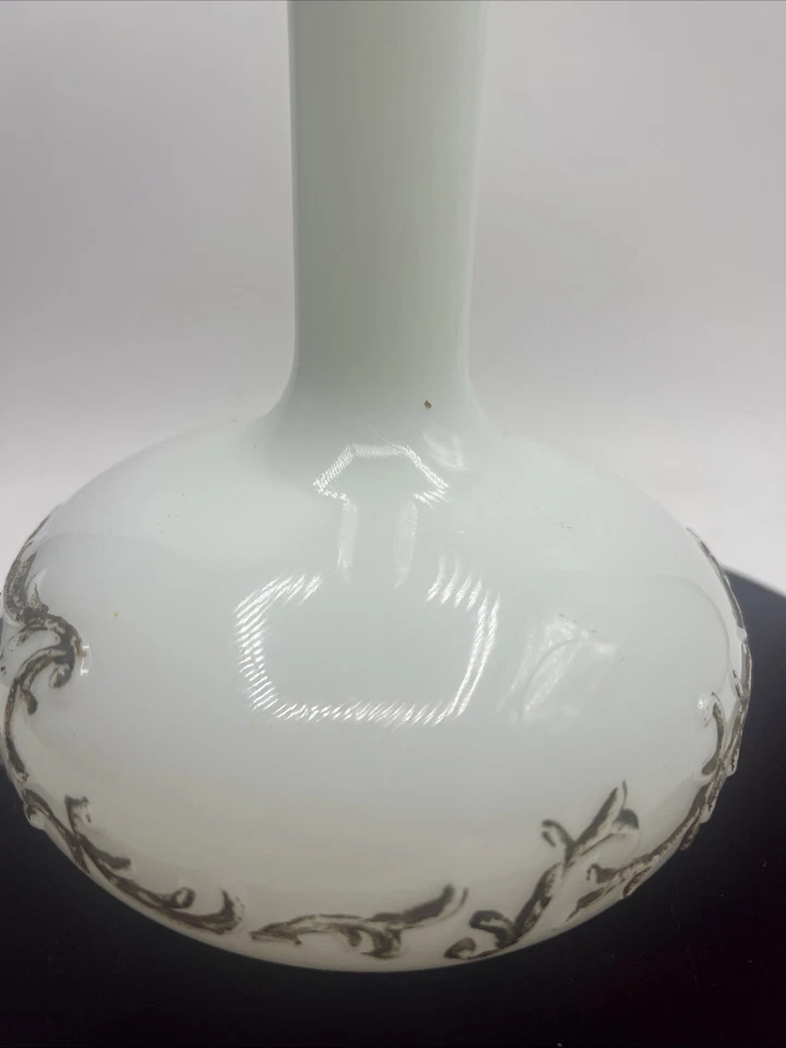 Antique Milk Glass Decanter W/ Stopper EAPG McKee Holland Victorian Gold 10” - Image 4 of 4