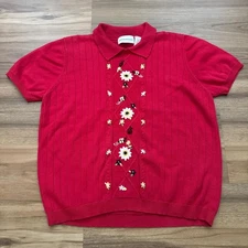 Vintage Women's Alfred Dunner Cable Knit Honey Bee Peter Pan Sweater Miss Honey