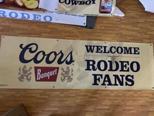 Coors Banquet “Welcome Rodeo Fans” Vintage-Style Banner – Large Bar & Mancave