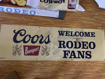Coors Banquet  Welcome Rodeo Fans  Vintage-Style Banner   Large Bar & Mancave