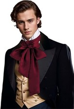 Renaissance Scarf Jabot Cravat,Mens Costume Collar for One Size Dark Red