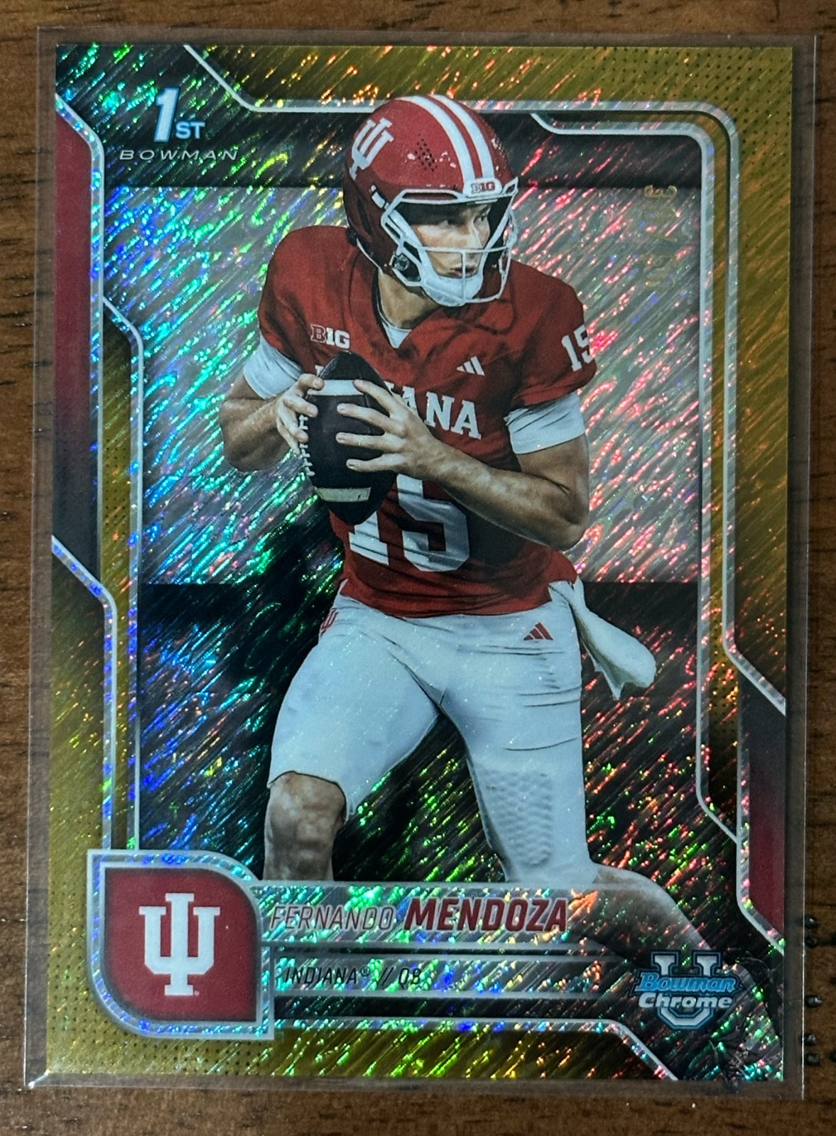 2025 Bowman University Chrome - Fernando Mendoza #109 Gold Shimmer Refractor /50