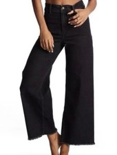 Billabong Free Fall Wide Leg Stretch Pants Cropped High Rise Black Wm Size 30