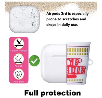 For AirPods Pro cuppa noodle 1st/2nd/3rd Generation 3D shock proof case cover ￼