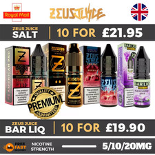 ZEUS JUICE Nic Salt | 5mg 10mg 20mg | 50/50 VG/PG | 10ml Vape E-liquid | Pack 10