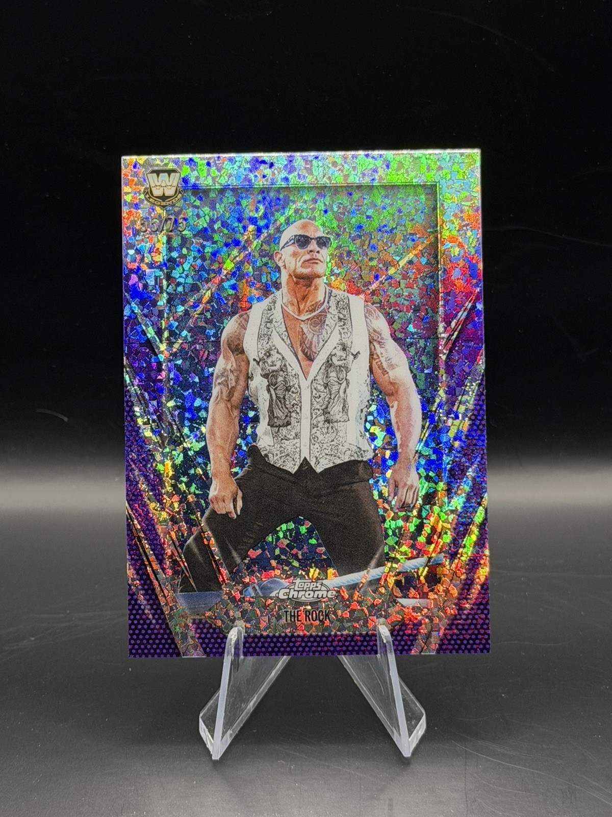 The Rock WWE 2026 Topps Chrome Purple Mini diamond /75