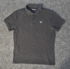 Barbour Polo Shirt Mens Large Gray Short Sleeve Classic Cotton Casual Golf Top