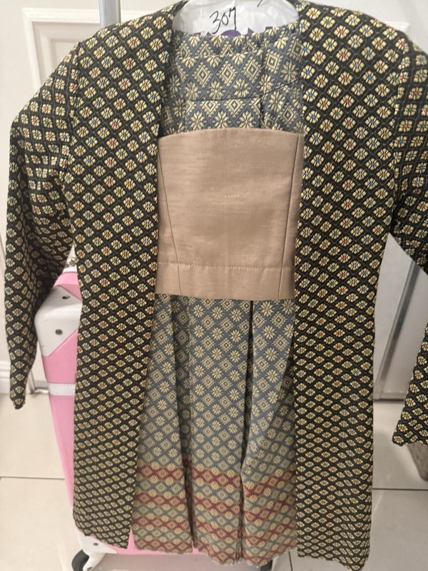 Traditional Thai Khmer Kids Outfit Harem Pants Satin Wrap Top Costume All Sizes