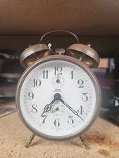 ANTIQUE VTG LINDEN BLACK FOREST WEST GERMANY BRASS SMALL ALARM CLOCK #F7773A