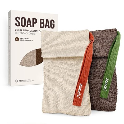 ZOMCHI Bar Soap Saver Bags, 2 Pieces Exfoliating Soap Bag with Different Roug...
