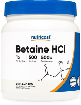 Nutricost Betaine HCl Powder 500 Grams - Gluten Free & Non-GMO
