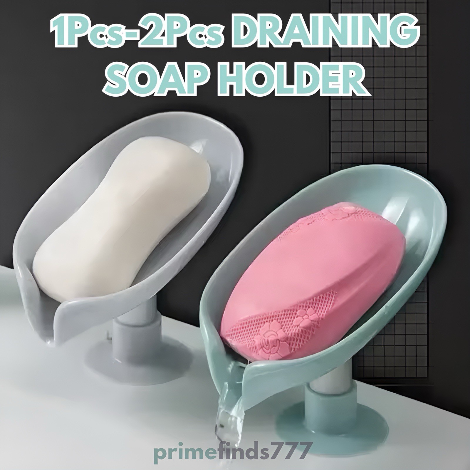 Leaf Soap Holder with Suction Cup – Drain Dish for Bathroom (1-2Pcs)