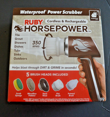 Ruby Horsepower Rechargeable Rotating Scrubber Waterproof Power Scrubber, Spins