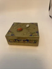 Vintage Chinese Cloisonné Enameled Rectangle Brass Silent Butler/Crumb Catcher