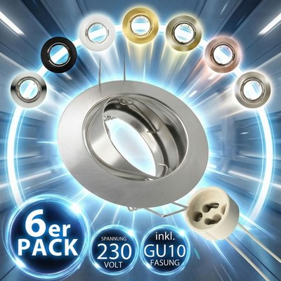 6 Pack LED Einbaustrahler Rahmen GU10 Set 230V Einbauspot Einbaurahmen Strahler