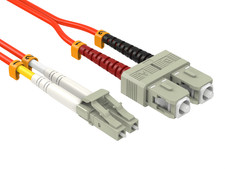 1m OM2 LC to SC UPC Duplex Corning Fiber Optic Cable MultiMode 50/125 OFNR Ra...