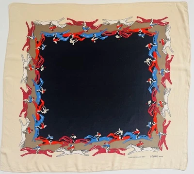 Rare foulard en soie Vintage CELINE Paris illustré par Raoul Dufy - Photo 1/4