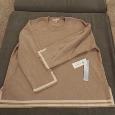 Pale Sky Women's Tan Sweater Pullover Contract Edges Stitch Fix Exclusive NWT
