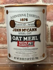McCann's Irish Oatmeal/Traditional Steel Cut Oats/Sealed 28 Oz Can BB 11/6/26