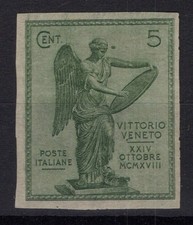 REGNO D'ITALIA 1921 VITTORIA  5 CENTESIMI VARIETA' NON DENTELLATO N.119e G.O MH*