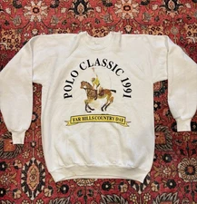 VTG 90s Polo Classic Crewneck Sweatshirt Athletic Pill Print Sz L RL Inspired
