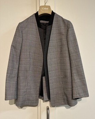   emmi (Japan) 0 XS Glen Plaid Open-Front Blazer Jacket