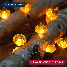 Pumpkin Lights String 3D Jack-o-Lantern with Remote Timer