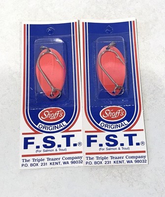 2 SHOFF'S Triple Teazer Fishing Lures Salmon Trout Wobblers FLO PINK Vintage NEW