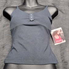 Frontline Black Scoop Neckline Triple-button Dance Tank Spaghetti Straps SZ SA