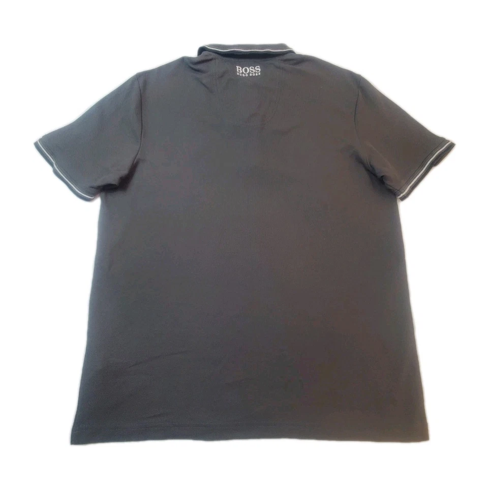 Camisa polo masculina Hugo Boss XL preta verde manga curta causal mistura de algodão adulto - Imagem 2 de 4