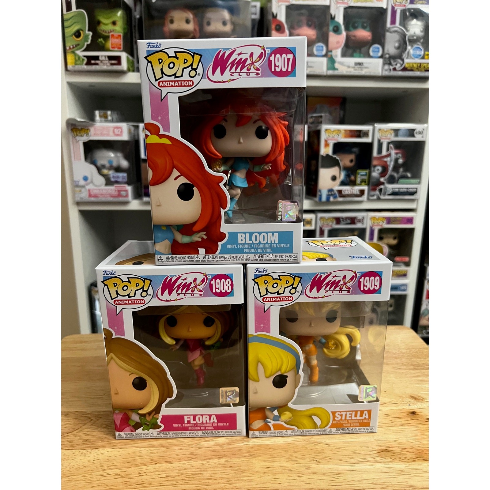 3 EN MANO Winx Club Funko Pops Stella Bloom Flora #1907 #1908 #1909 Animación