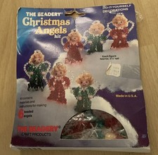 Vintage 1980s NOS Beaded Angel Decoration Kit Nostalgia Holiday Craft Ornaments