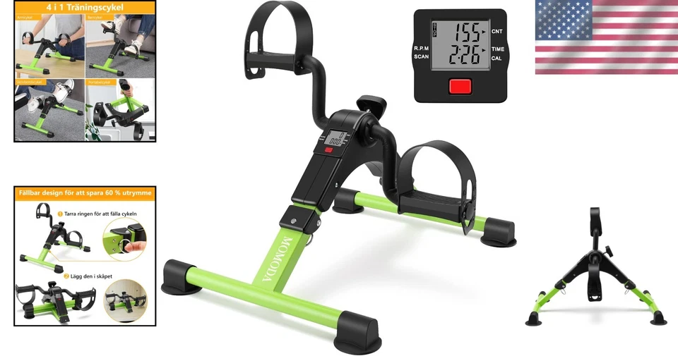 Pedal Exerciser Foldable Mini Bike with LCD Monitor for Leg Arm Rehab - Image 2 of 4