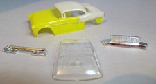 "NEW" T-DASH 50'S COUPE YELLOW/WHITE TWO TONE T JET BODY CLEAR WINDSHIELD 