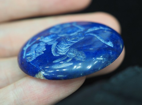 Original Egyptian Gold fleck Lapis Intaglio Knight On Horse Bead Amulet Pendant - Imagen 4 de 7